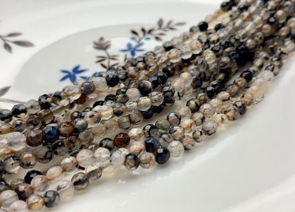 4 mm 6 mm Faceted Round Dragon Vein Agate Gemstone Beads Genuine Agate Gemstone Loose Beads 14 Inches Strand #2740