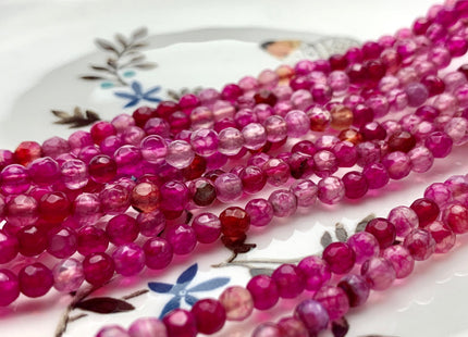 4 mm Faceted Round Multi Pink Agate Gemstone Beads Genuine Agate Gemstone Loose Beads 14 Inches Strand #2743