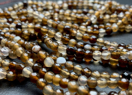 4 mm 6 mm Faceted Round Multi Brown Gray Agate Gemstone Beads Genuine Agate Gemstone Loose Beads 14 Inches Strand #2750