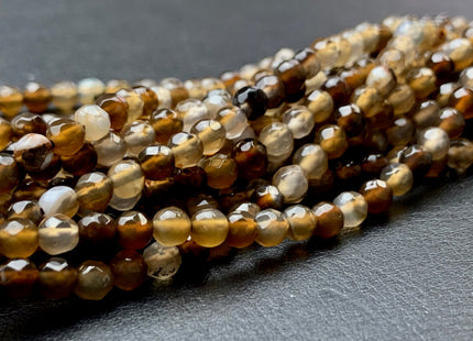4 mm 6 mm Faceted Round Multi Brown Gray Agate Gemstone Beads Genuine Agate Gemstone Loose Beads 14 Inches Strand #2750