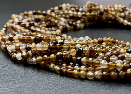 4 mm 6 mm Faceted Round Multi Brown Gray Agate Gemstone Beads Genuine Agate Gemstone Loose Beads 14 Inches Strand #2750