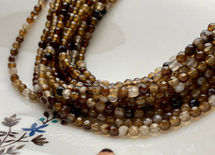 4 mm 6 mm Faceted Round Multi Brown Gray Agate Gemstone Beads Genuine Agate Gemstone Loose Beads 14 Inches Strand #2750