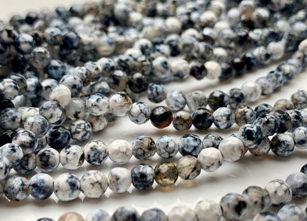 BEST DEAL 4 mm Faceted Round Multi Black White Agate Gemstone Beads Genuine Agate Gemstone Loose Beads 14 Inches Strand #2759