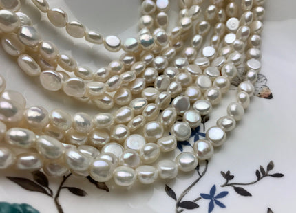 9-10 mm AAA Natural White Round Button Freshwater Pearl Beads Genuine High Luster Smooth And Shiny Freshwater Pearls. #005