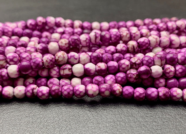 4 mm Faceted Round Multi Purple White Agate Gemstone Beads Genuine Agate Gemstone Loose Beads 14 Inches Strand #2754