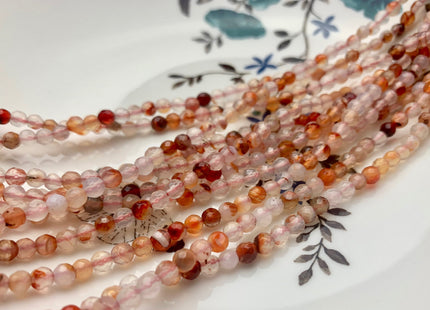 4 mm Faceted Round Multi Brown Orange Color Agate Gemstone Beads Genuine Agate Gemstone Loose Beads 14 Inches Strand #2756