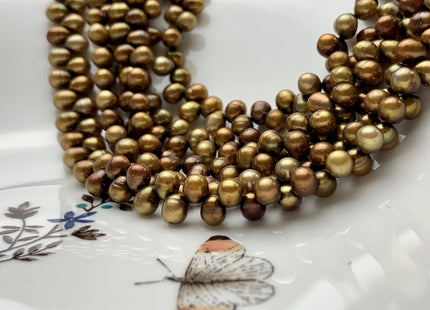 5X6 mm AAA Top Drilled Freshwater Pearl Golden Copper Color Rice Shape Genuine High Luster Dancing Freshwater Pearls #1978