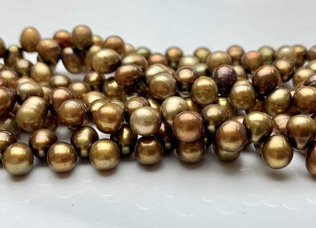 5X6 mm AAA Top Drilled Freshwater Pearl Golden Copper Color Rice Shape Genuine High Luster Dancing Freshwater Pearls #1978