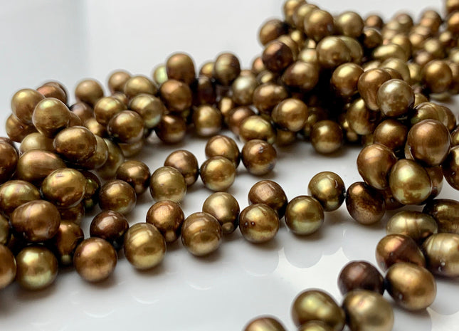 5X6 mm AAA Top Drilled Freshwater Pearl Golden Copper Color Rice Shape Genuine High Luster Dancing Freshwater Pearls #1978