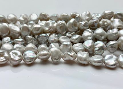 8-9 mm AA High Luster Natural White Or Natural Silver Color Keshi Nugget Freshwater Pearl Beads Center Drilled Keshi Nugget Pearls #1989