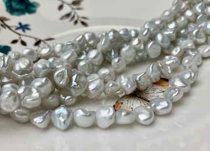 8-9 mm AA High Luster Natural White Or Natural Silver Color Keshi Nugget Freshwater Pearl Beads Center Drilled Keshi Nugget Pearls #1989