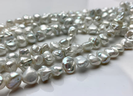 8-9 mm AA High Luster Natural White Or Natural Silver Color Keshi Nugget Freshwater Pearl Beads Center Drilled Keshi Nugget Pearls #1989