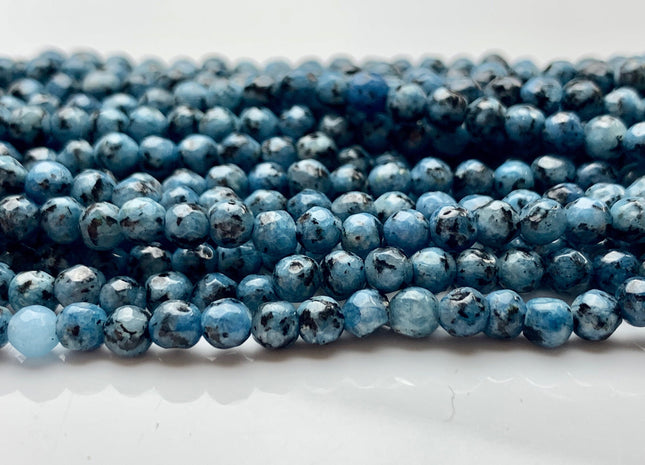 4 mm Faceted Round Multi Black Blue Color Agate Gemstone Beads Genuine Agate Gemstone Loose Beads 14 Inches Strand #2760