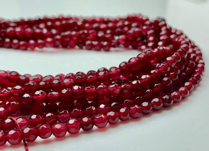 4 mm Faceted Round Cranberry Color Agate Gemstone Beads Genuine Agate Gemstone Loose Beads 14 Inches Strand #2762