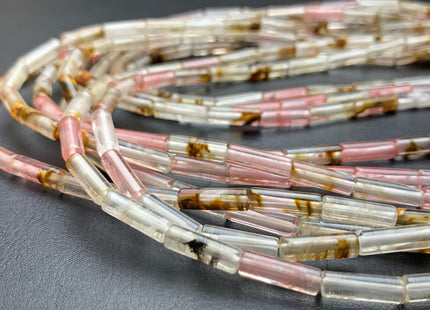 4x13-14mm Tube Shape Natural Multi Watermelon Quartz Gemstone Beads Genuine Pink Color Quartz Gemstones Loose Beads 15.5 Inches Strand #2994