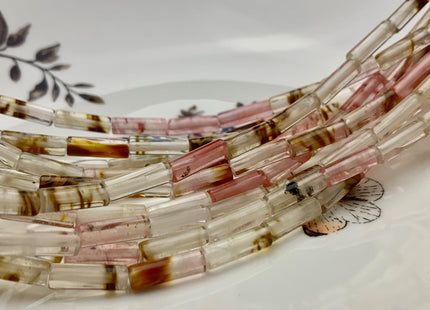 4x13-14mm Tube Shape Natural Multi Watermelon Quartz Gemstone Beads Genuine Pink Color Quartz Gemstones Loose Beads 15.5 Inches Strand #2994