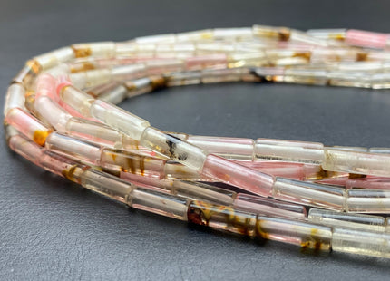 4x13-14mm Tube Shape Natural Multi Watermelon Quartz Gemstone Beads Genuine Pink Color Quartz Gemstones Loose Beads 15.5 Inches Strand #2994