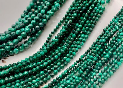 2.5 mm 3 mm 4 mm AAA Natural Color Faceted Round Malachite Gemstone Beads Top Quality Micro Faceted Malachite Gemstone Loose Beads # 2996