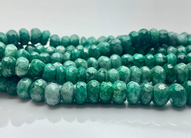 7mm 8mm 9mm AAA 100% Natural Faceted Rondelle Green Chrysocolla Gemstone Beads Top Quality Gemmy Green Chrysocolla Beads 8 Inches # 2998