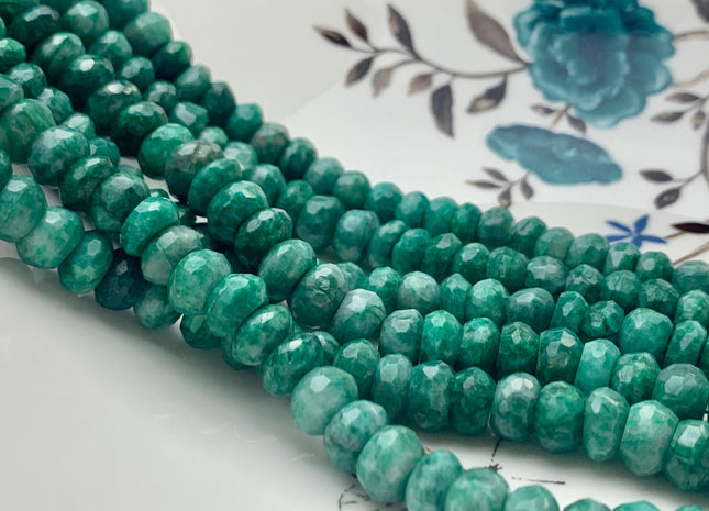 7mm 8mm 9mm AAA 100% Natural Faceted Rondelle Green Chrysocolla Gemstone Beads Top Quality Gemmy Green Chrysocolla Beads 8 Inches # 2998