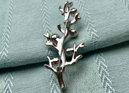 Genuine AAA Natural Freshwater Pearl Brooch Silver Color Tree Shape Design Pendant With Carved MOP Flowers And Crystal Pearl Settings #10043
