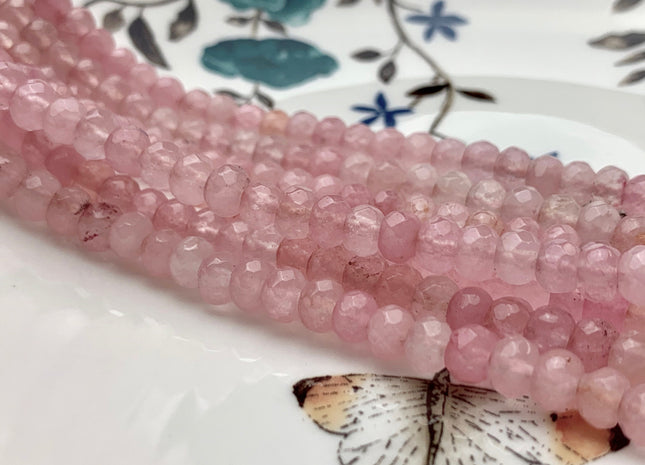 BEST DEAL 4x6 mm Faceted Rondelle Light Pink Color Agate Gemstone Beads Genuine Agate Gemstone Loose Beads 14 Inches Strand #2768