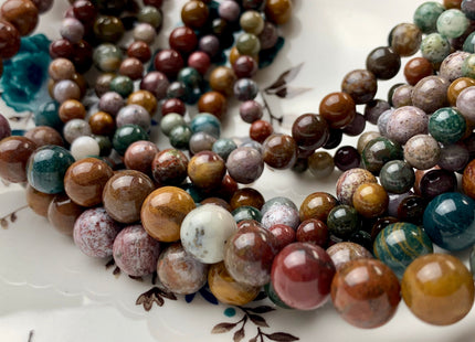 BEST DEAL 6mm 8mm 10mm AAA Smooth Round Ocean Jasper Gemstone Beads Genuine Green Brown Highly Polished Jasper Loose Beads 15.5 Inches #2788