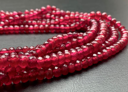 BEST DEAL 4x6 mm Faceted Rondelle Translucent Cranberry Color Agate Gemstone Beads Genuine Agate Gemstone Loose Beads 14 Inches Strand #2766