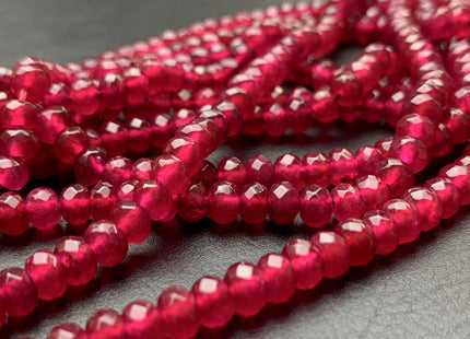 BEST DEAL 4x6 mm Faceted Rondelle Translucent Cranberry Color Agate Gemstone Beads Genuine Agate Gemstone Loose Beads 14 Inches Strand #2766