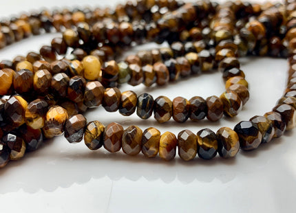 BEST DEAL 4x6 mm Faceted Rondelle Yellow Color Tiger Eye Gemstone Beads Genuine Tiger Eye Gemstone Loose Beads 14 Inches Strand #2780