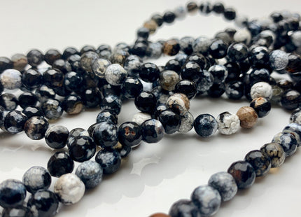 6 mm Faceted Round Multi Black White Brown Color Agate Gemstone Beads Genuine Agate Gemstone Loose Beads 14 Inches Strand #2792