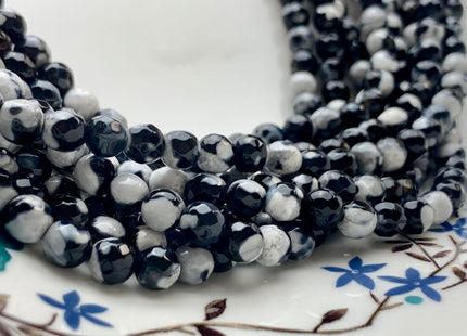6mm 8mm 10mm 12mm 14mm Faceted Round Multi Black And White Color Agate Gemstone Beads Genuine Agate Bead 14 Inches Strand #2797