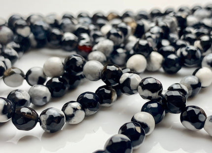 6mm 8mm 10mm 12mm 14mm Faceted Round Multi Black And White Color Agate Gemstone Beads Genuine Agate Bead 14 Inches Strand #2797