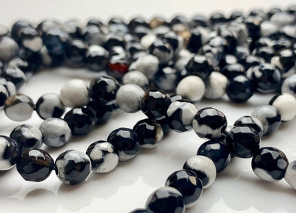 6mm 8mm 10mm 12mm 14mm Faceted Round Multi Black And White Color Agate Gemstone Beads Genuine Agate Bead 14 Inches Strand #2797