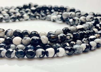 6mm 8mm 10mm 12mm 14mm Faceted Round Multi Black And White Color Agate Gemstone Beads Genuine Agate Bead 14 Inches Strand #2797