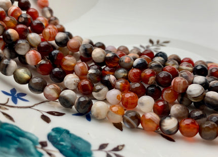6 mm Faceted Round Multi Gray Brown White Color Agate Gemstone Beads Genuine Agate Gemstone Loose Beads 14 Inches Strand #2807