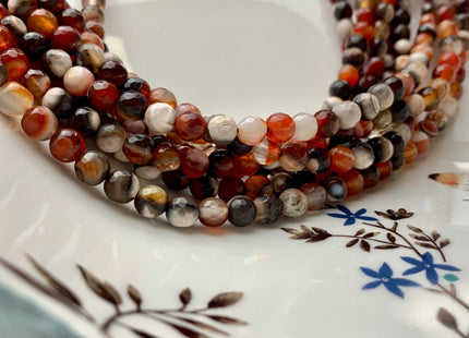 6 mm Faceted Round Multi Gray Brown White Color Agate Gemstone Beads Genuine Agate Gemstone Loose Beads 14 Inches Strand #2807