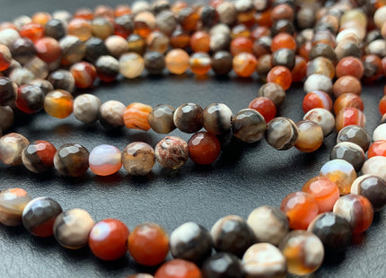 6 mm Faceted Round Multi Gray Brown White Color Agate Gemstone Beads Genuine Agate Gemstone Loose Beads 14 Inches Strand #2807
