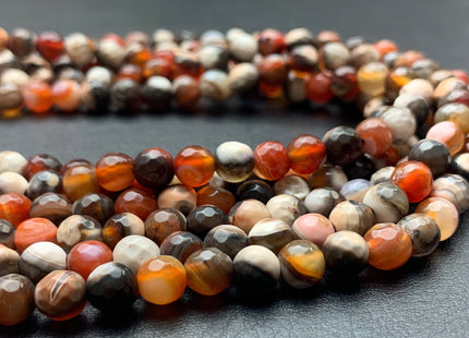 6 mm Faceted Round Multi Gray Brown White Color Agate Gemstone Beads Genuine Agate Gemstone Loose Beads 14 Inches Strand #2807