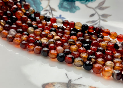 6 mm Faceted Round Multi Black And Brown Color Agate Gemstone Beads Genuine Agate Gemstone Loose Beads 14 Inches Strand #2803