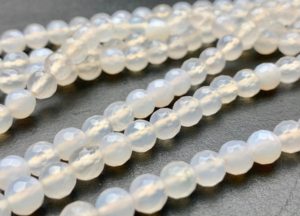 6mm 8mm 10mm 12mm Faceted Round Translucent White selenite Color Agate Gemstone Beads Genuine Agate Gemstone 14 Inches Strand #2809