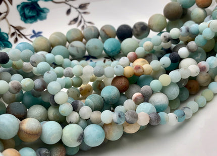 6mm 8mm 10mm 12mm Large Hole Natural Multi Color Matte Amazonite Gemstone Beads Hole Size 2.0mm Natural Green Amazonite 14-14.5 Inches #2844