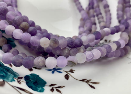 6mm 8mm 10mm Large Hole Natural Color Round Matte Amethyst Gemstone Beads Hole Size 2.0mm Natural Purple Amethyst 14-14.5 Inches #2842