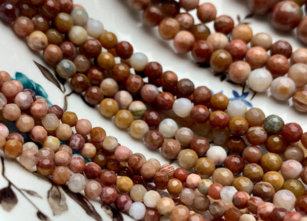 4mm 6mm 8mm 10mm 12mm AAA Faceted Round Natural Petrified Wood Beads Taupe Beige Brown Color High Quality Gemstone 15 Inches Strand #2837