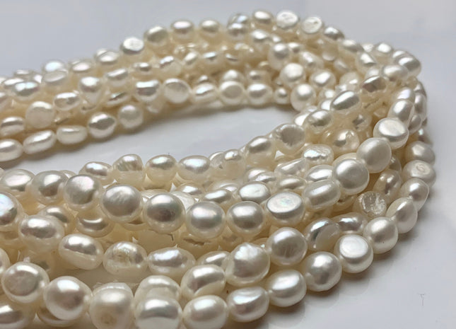 7.5x8-9 mm AAA Natural White OR Mauve Pink Color Rice Nugget Freshwater Pearl Beads Genuine Freshwater Pearls All Natural Color #1120
