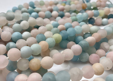 8mm 10mm 12mm Large Hole Natural Color Matte Aquamarine Rose Quartz Gemstone Beads Hole Size 2.0 mm 15 Inches Strand #2841