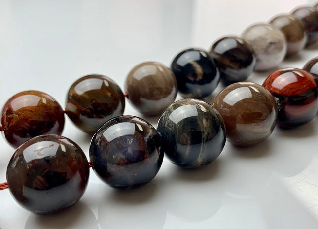 14mm 16mm 18mm 20mm AAA Smooth Round Natural Petrified Wood Beads Taupe Beige Brown Color High Quality Jumbo Size Gemstone 15 Inches #2726