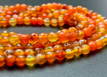 6mm 8mm 10mm Faceted Round Carnelian Color Agate Gemstone Beads Genuine Agate Gemstone Loose Beads 14 Inches Strand #2805