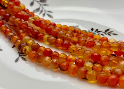 6mm 8mm 10mm Faceted Round Carnelian Color Agate Gemstone Beads Genuine Agate Gemstone Loose Beads 14 Inches Strand #2805