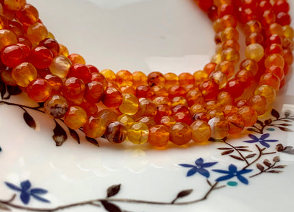 6mm 8mm 10mm Faceted Round Carnelian Color Agate Gemstone Beads Genuine Agate Gemstone Loose Beads 14 Inches Strand #2805
